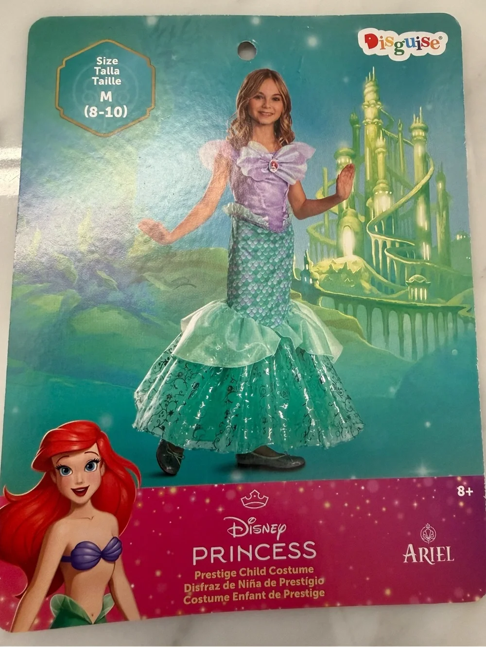 Disney Ariel Mermaid Dress Costume. EUC. Girls M (8-10) years.